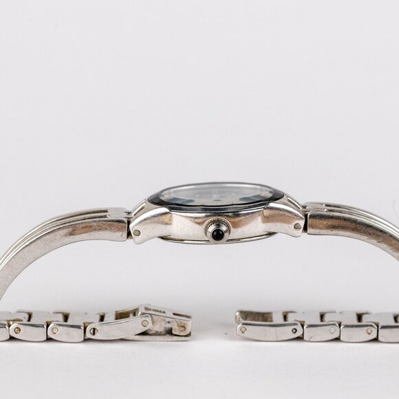 Vintage Armitron Now Diamond Watch - 90s Silver Tone Bangle Bracelet  Black Dial main image 8
